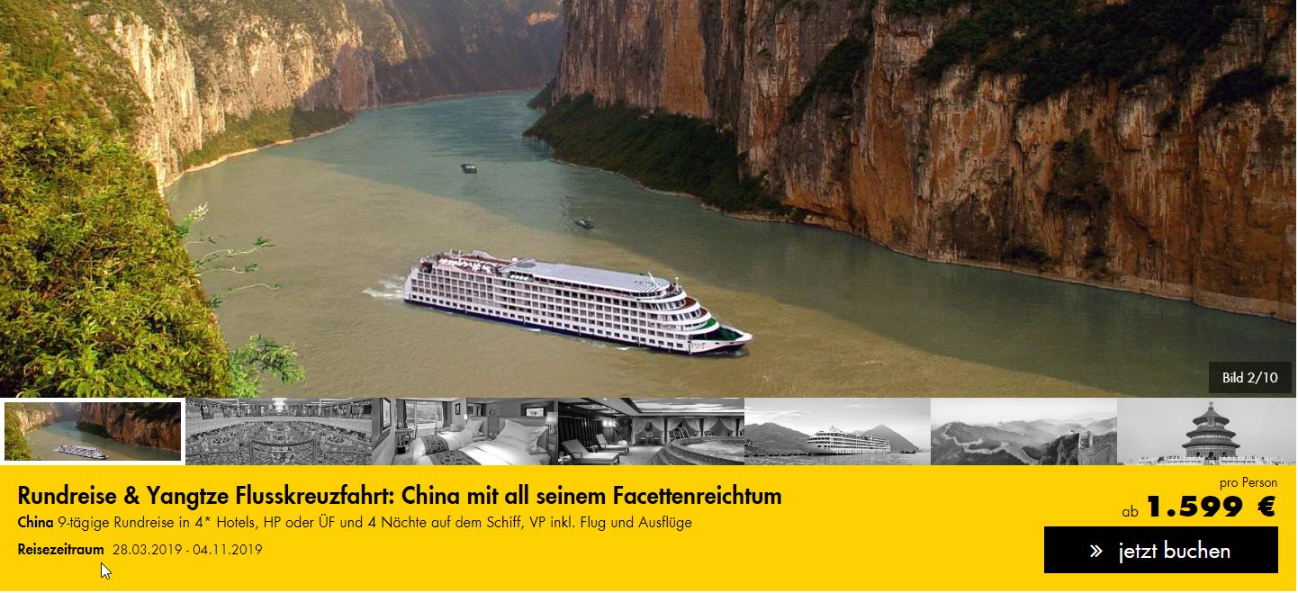 china-rundfahrt2019 Yangtze Flusskreuzfahrt, ab 1599 € – 14 Tage China Rundreise & Yangtze Flusskreuzfahrt : 9-tägige Rundreise in 4* Hotels, HP oder ÜF und 4 Nächte auf dem Schiff, VP inkl. Flug und Ausflüge