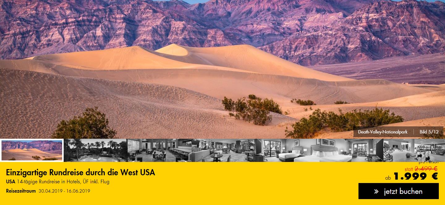 usa-angebot , ab 1999 € – 14-tägige Rundreise durch West USA inkl. Unterkünfte, Frühstück und Flug