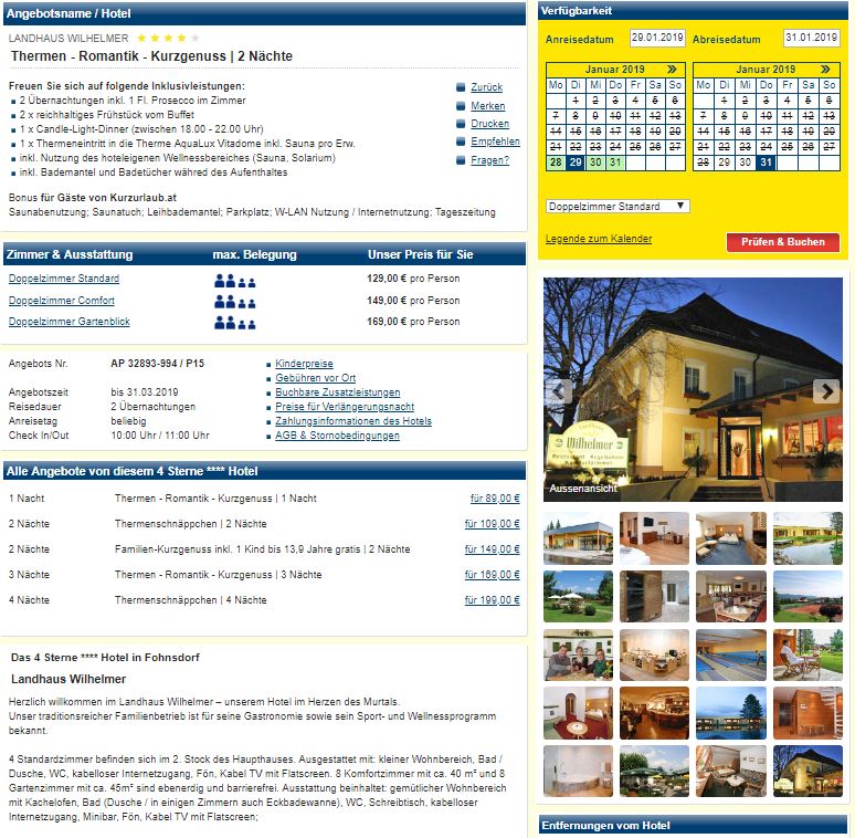 wilhelmer-kurzurlaub Hotel Schloß Weikersdorf, ab 160 € – 3 Tage Wienerwald im Traumschloss im 4* Hotel Schloß Weikersdorf inkl. Superiorzimmer, Frühstück, 4-gängiges Abendessen, Gesichtsmassage & Nutzung des SPA Bereichs