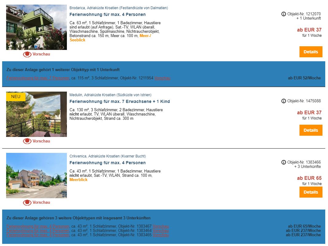 kroatien-fewo2 Ferienwohnungen in Kroatien, ab 4,60 € / Woche – über 78.000 Ferienhäuser & Ferienwohnungen in Kroatien online buchen