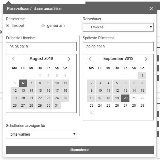 reisezeitraum1 Reisebudget, Tutorial : Welche Reise Länder kann ich mit einem bestimmten Reisebudget bereisen ?