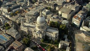 4K London aerial filming. River Thames, City of London, Shard shot in 4K