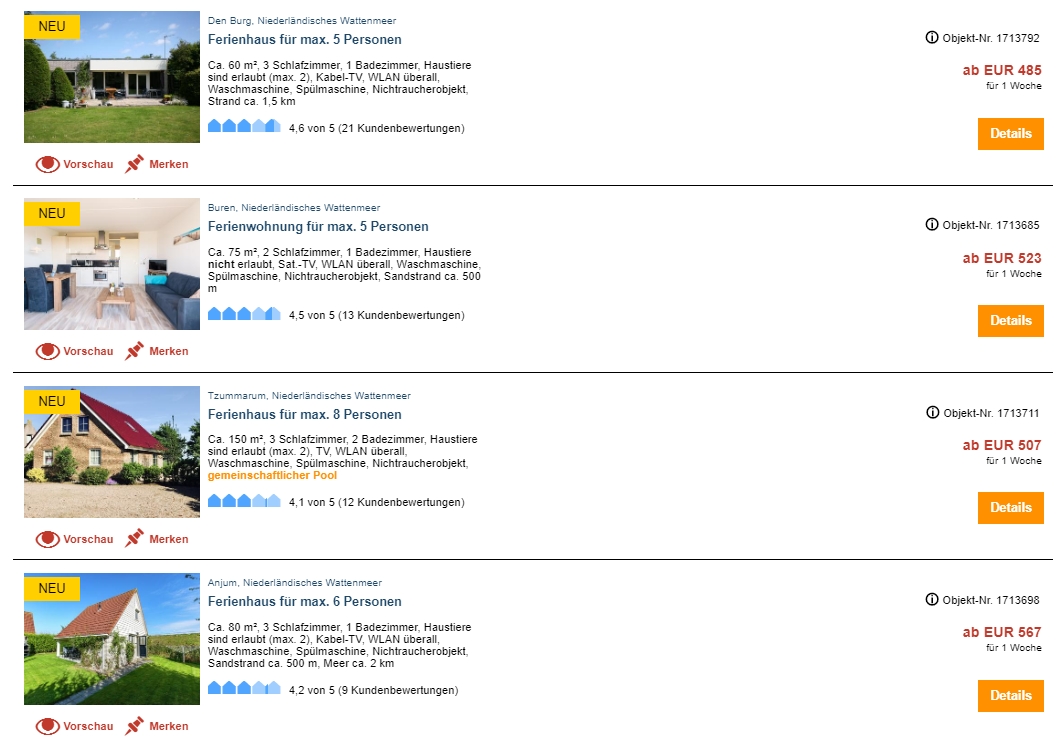wattenmeer-ferienwohnungen Ferienwohnungen am niederländischen Wattenmeer, ab 5,92 € / Woche – Ferienhäuser & Ferienwohnungen am niederländischen Wattenmeer online buchen